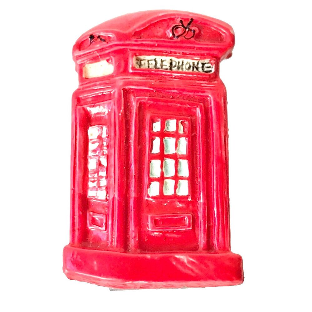 Vtg British UK English Red Phone Booth Paper Clip Tie Lapel Pin Dr Who Telephone